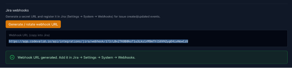 Copy Webhook URL