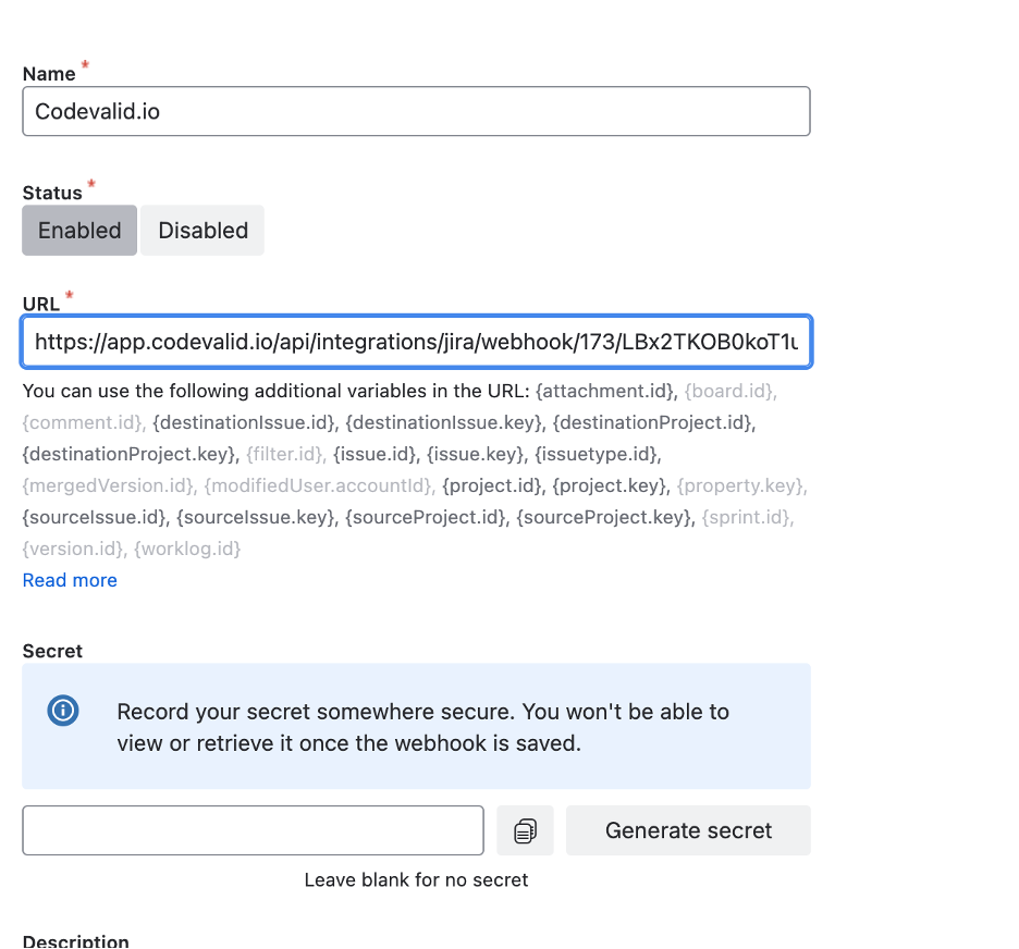 Jira Webhook Setup