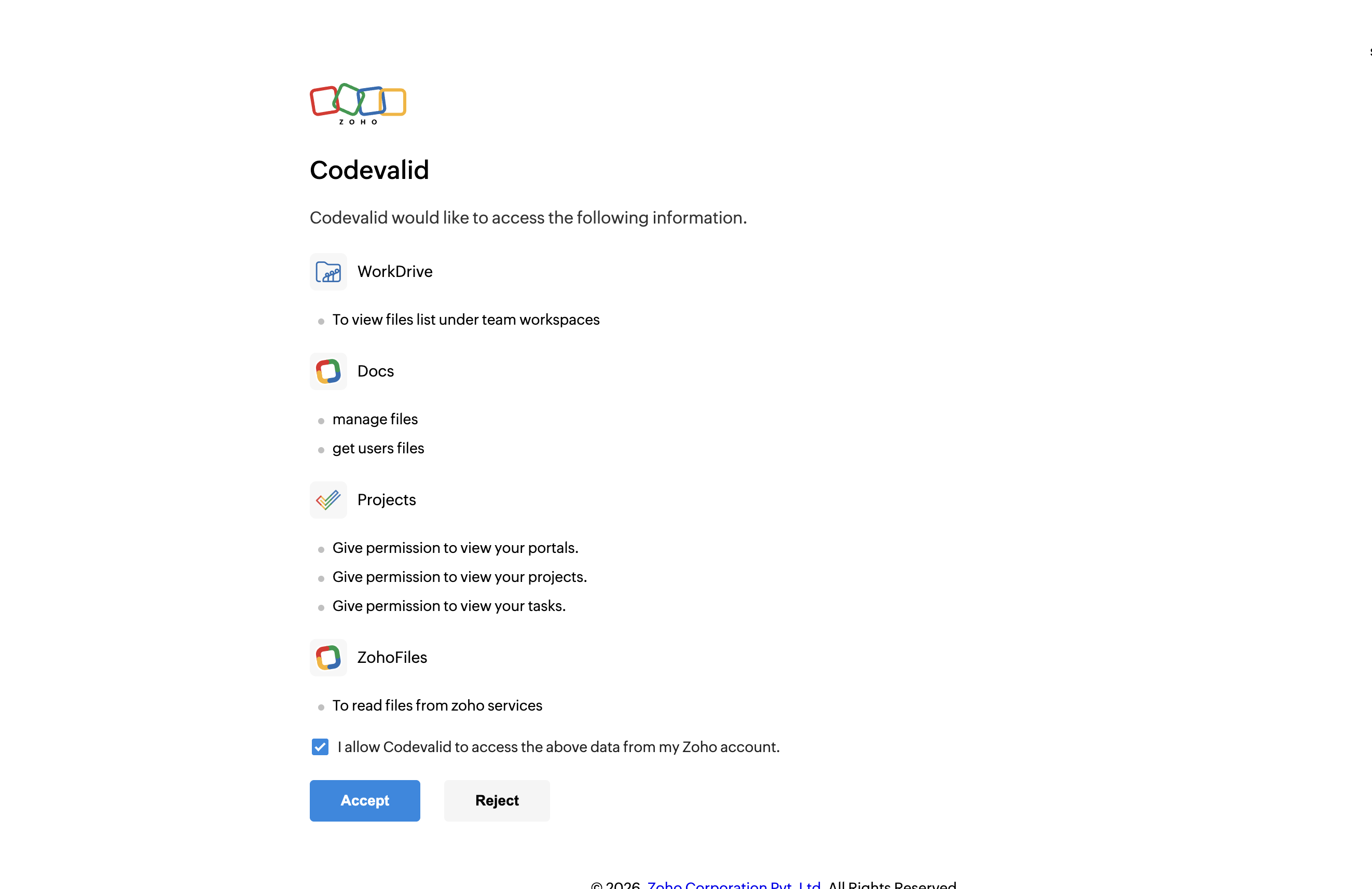 Zoho authentication
