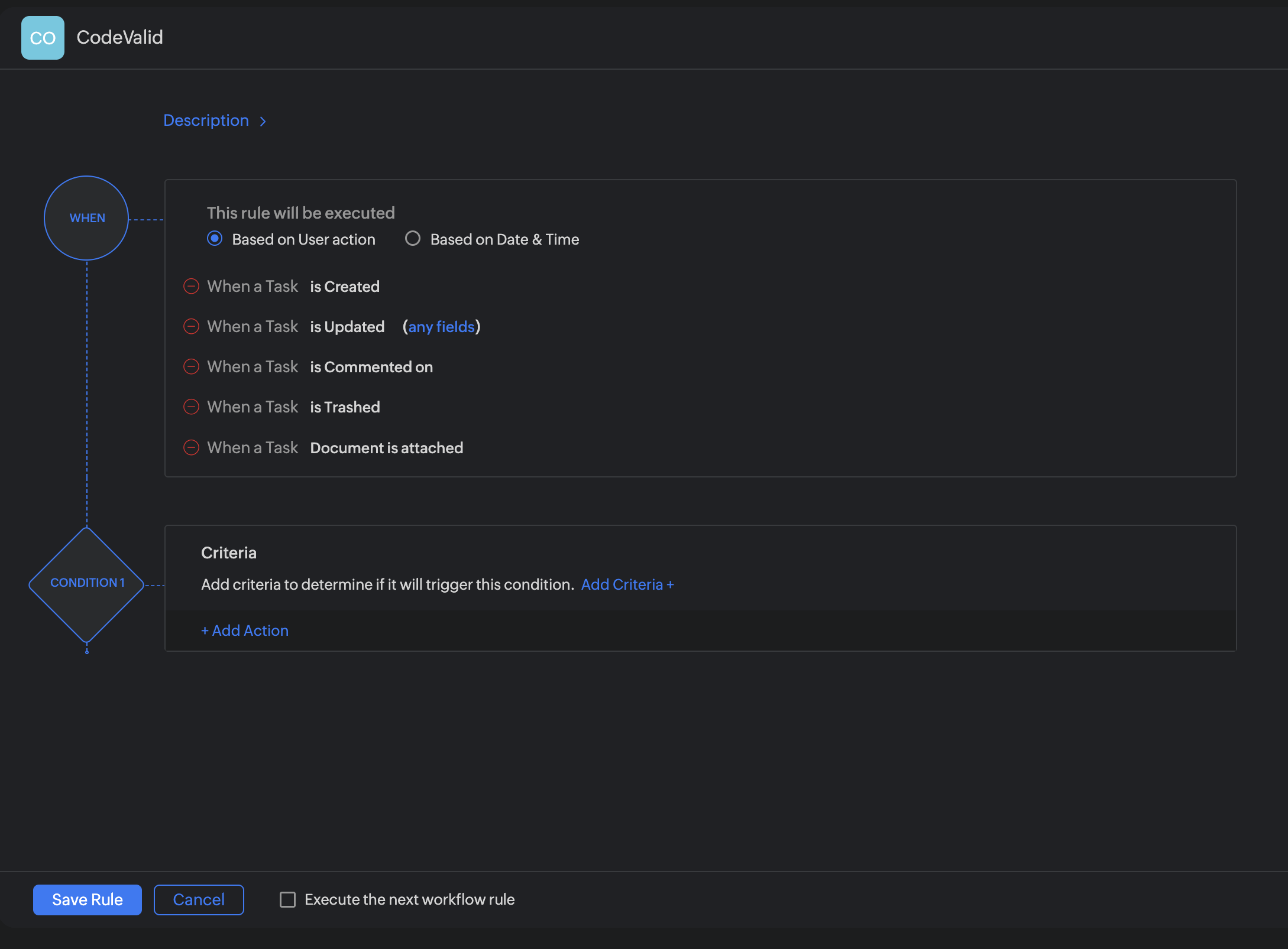 Task modification events
